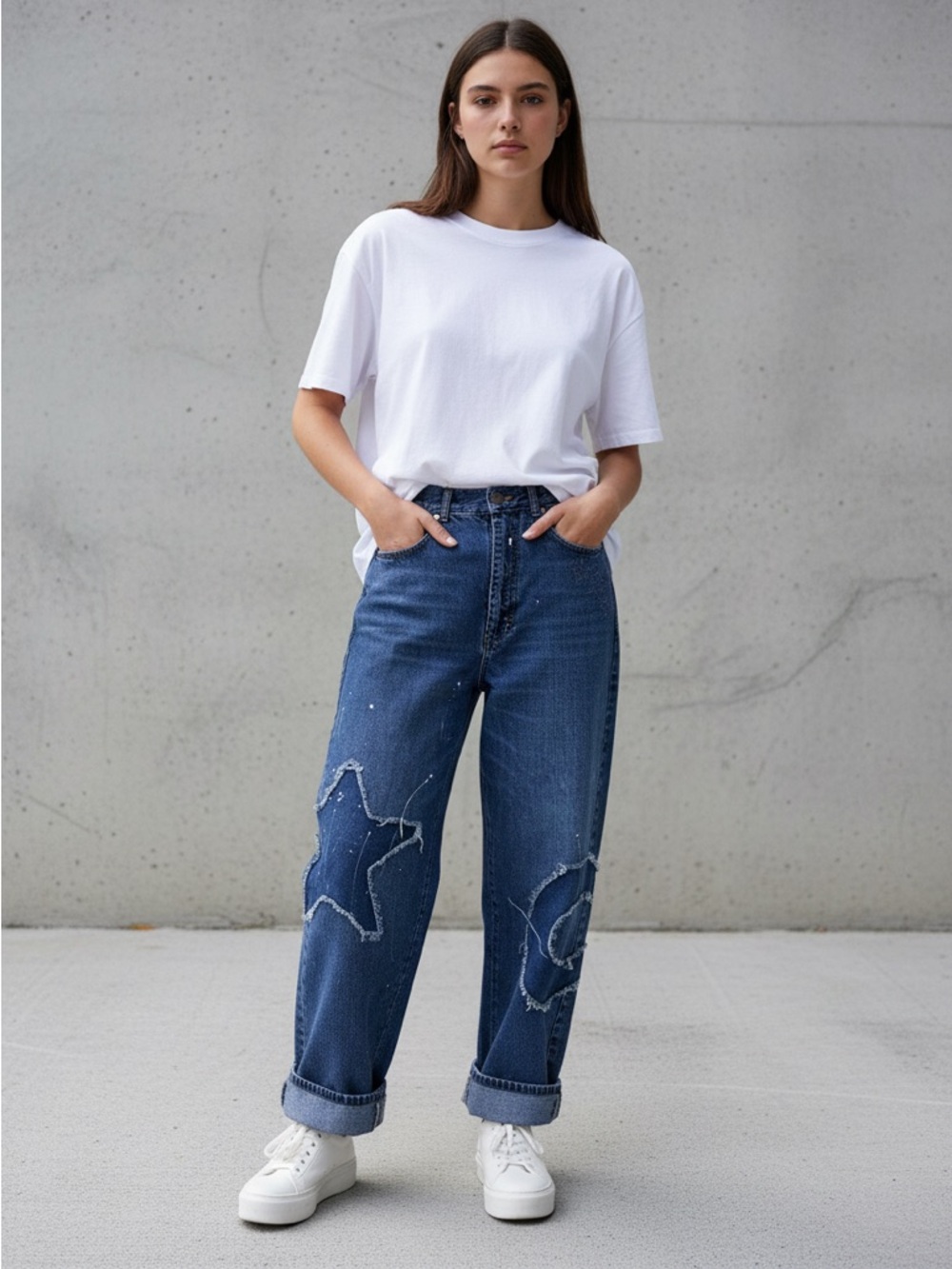 BDG Urban Outfitters Jeans Size 30 Distressed Embroidered Stars Space Mom Jeans